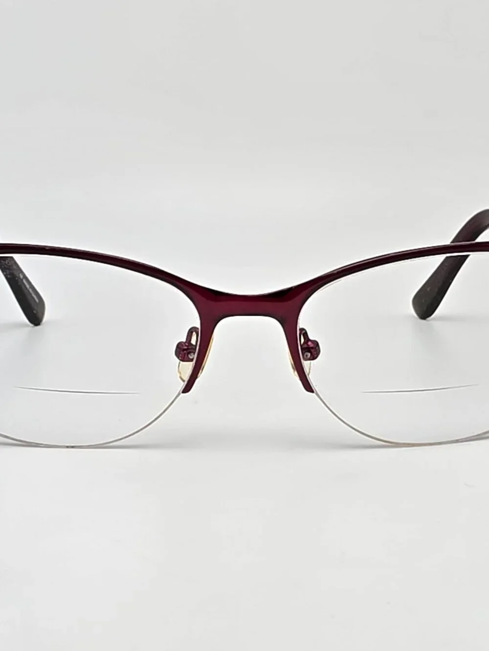 Wittnauer Swanky Berry Red Semi Rimless Cat Eye Eyeglasses Frame w/ Case 52mm